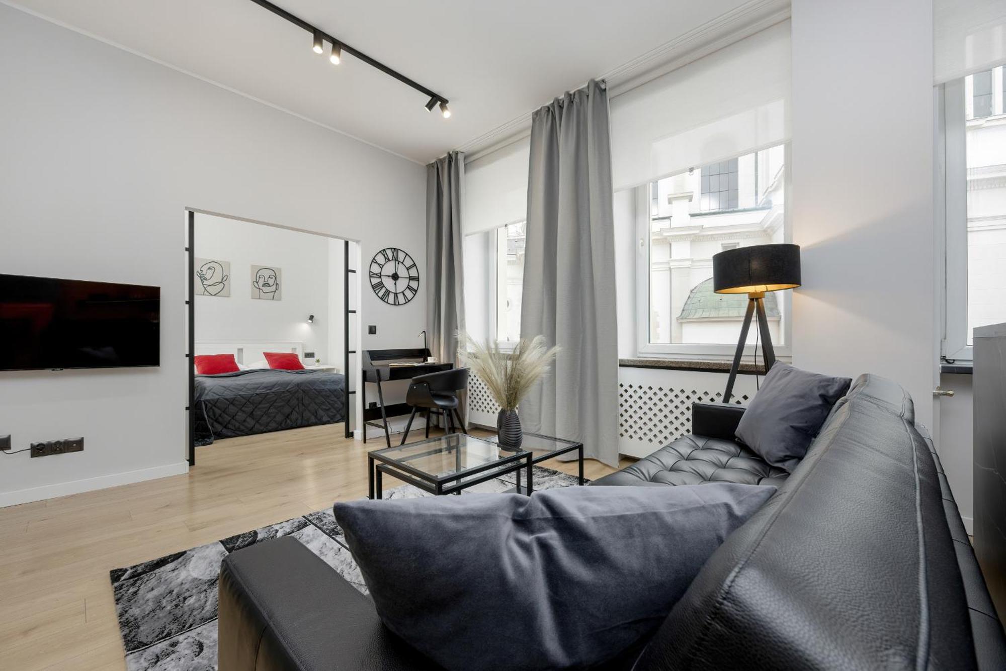 Exclusive Grey And Red Apartment In Warsaw Center By Noclegi Renters Eksteriør billede